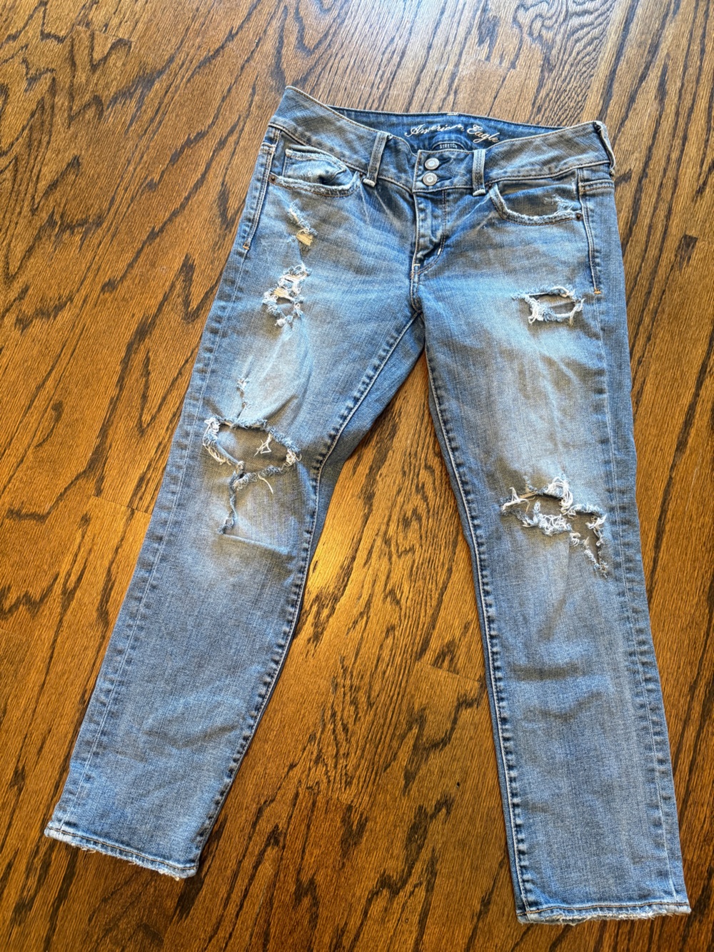 Y2K American Eagle Outfitters Light Blue Distressed Skinny Jeans